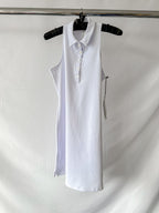 Alo Yoga Charmed White Logo Collared Tennis Dress