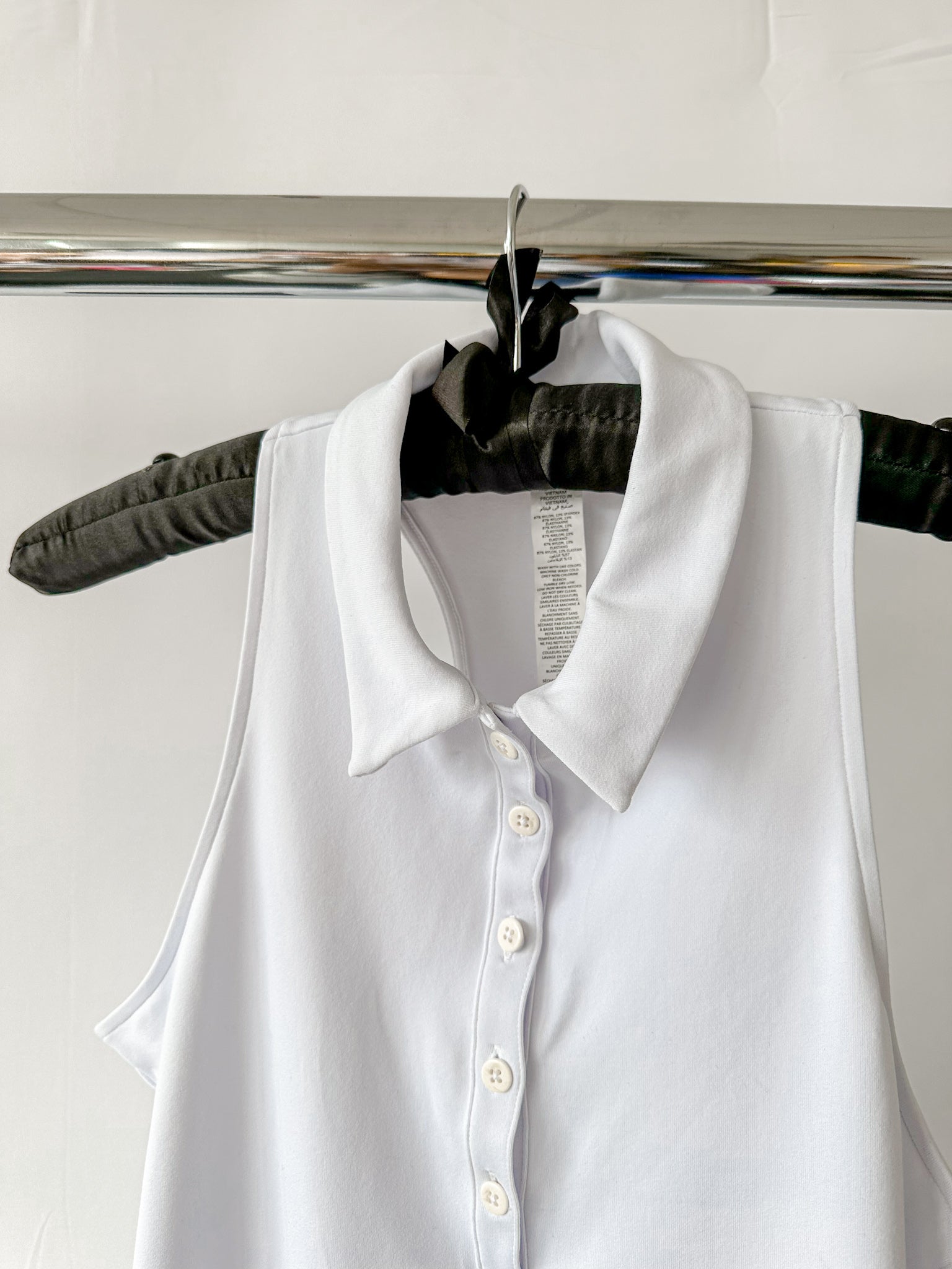 Alo Yoga Charmed White Logo Collared Tennis Dress