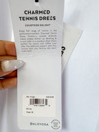 Alo Yoga Charmed White Logo Collared Tennis Dress