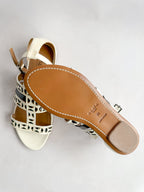 ALAÏA Beige Laser-Cut Leather Sandals