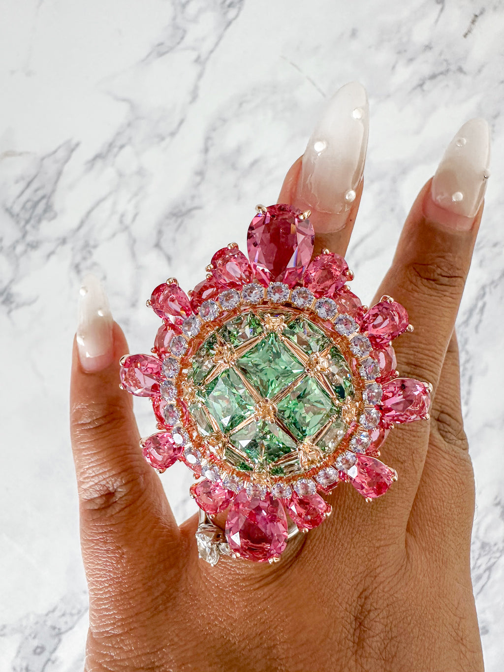 Swarovski Curiosa Cocktail ring Multicoloured, 18k rose gold plated