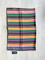 Drake's Multicoloured Striped Orange Brown Green Silk Scarf - House Of Huntington