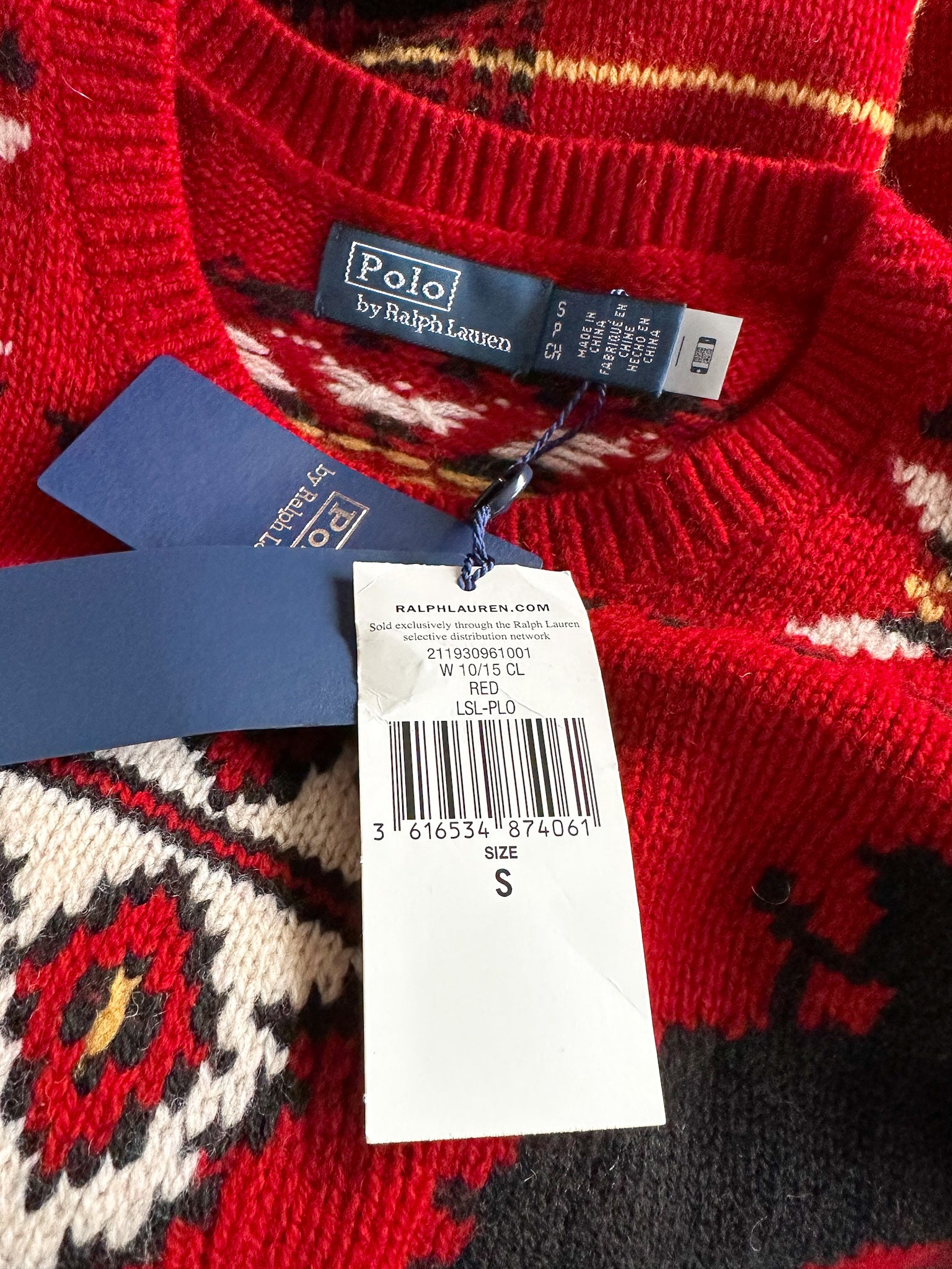 Polo Ralph Lauren Western Red Tartan Fair Isle Intarsia Wool Jumper
