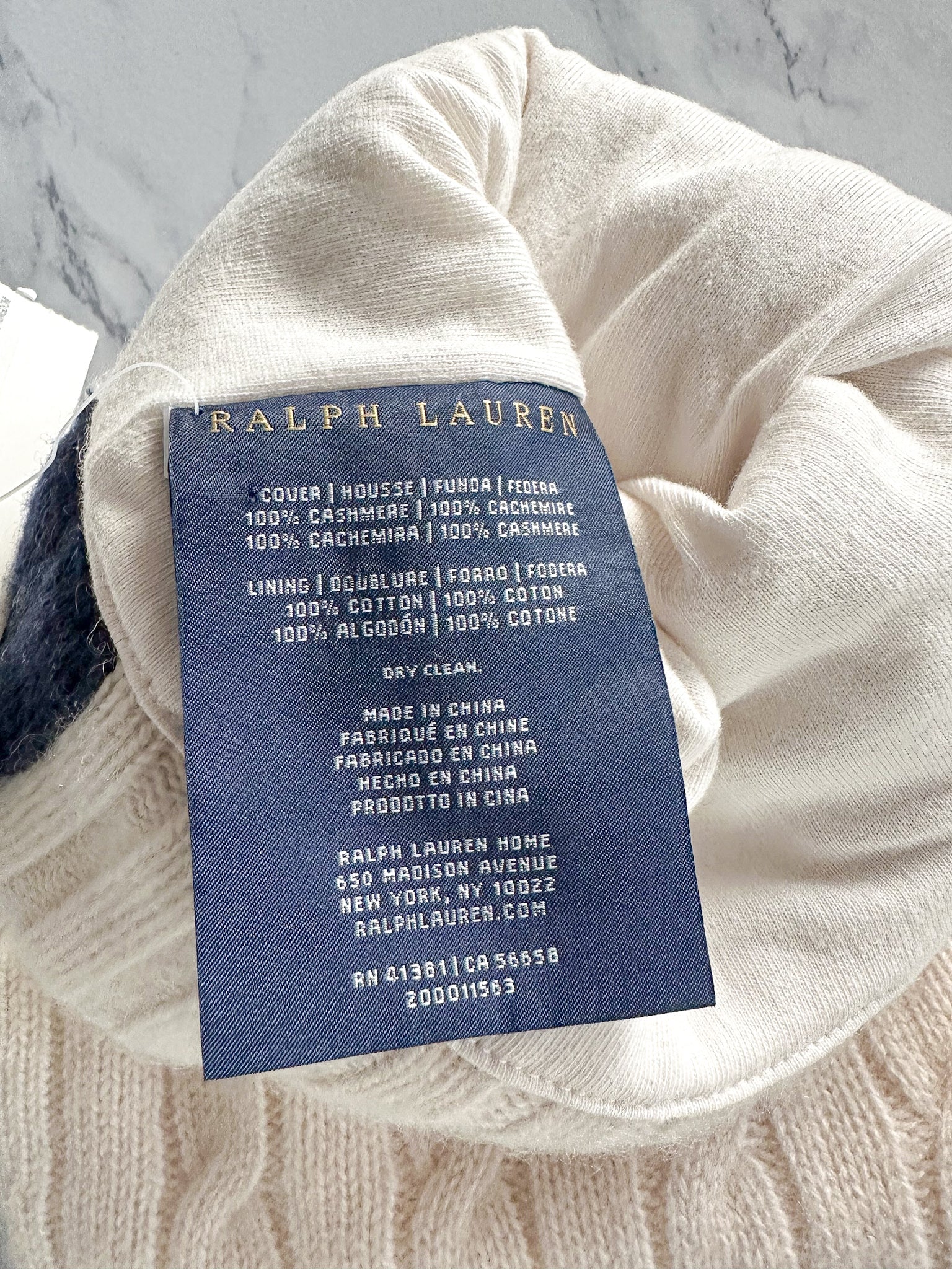 Ralph Lauren Home Cable-Knit Cashmere Cream Christmas Stocking