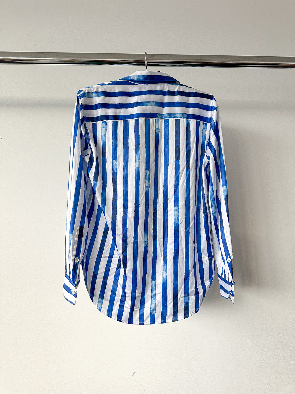 Polo Ralph Lauren Blue Striped Satin Blouse Shirt