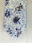 Drake's Blue White Floral Tropical Silk Tie - House Of Huntington