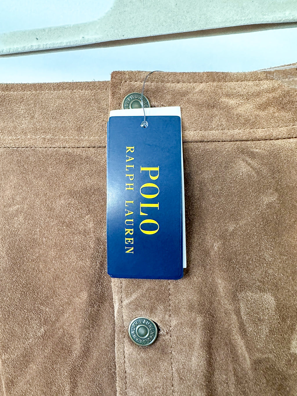 Mini-jupe boutonnée en daim marron Polo Ralph Lauren