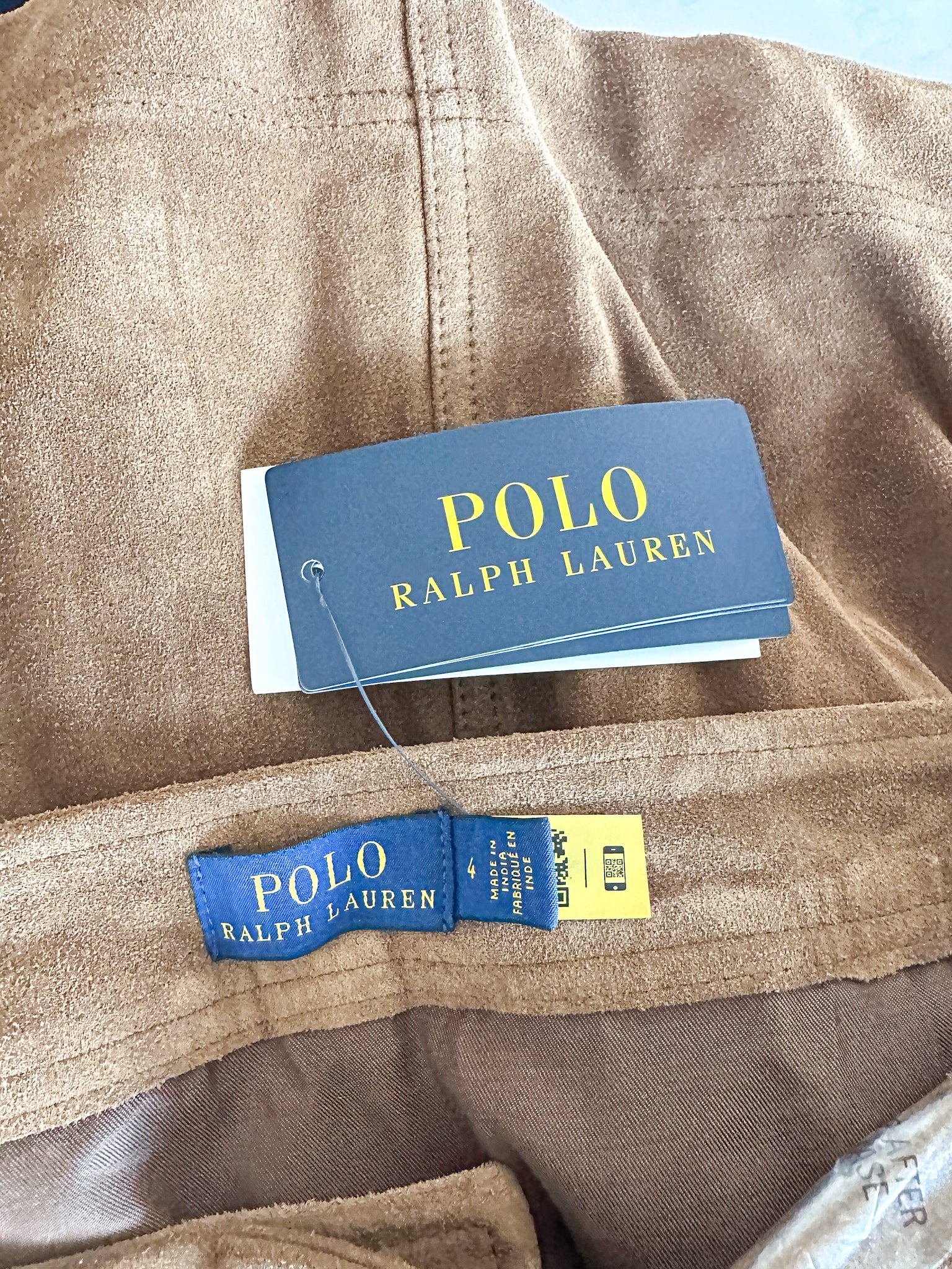 Mini-jupe boutonnée en daim marron Polo Ralph Lauren