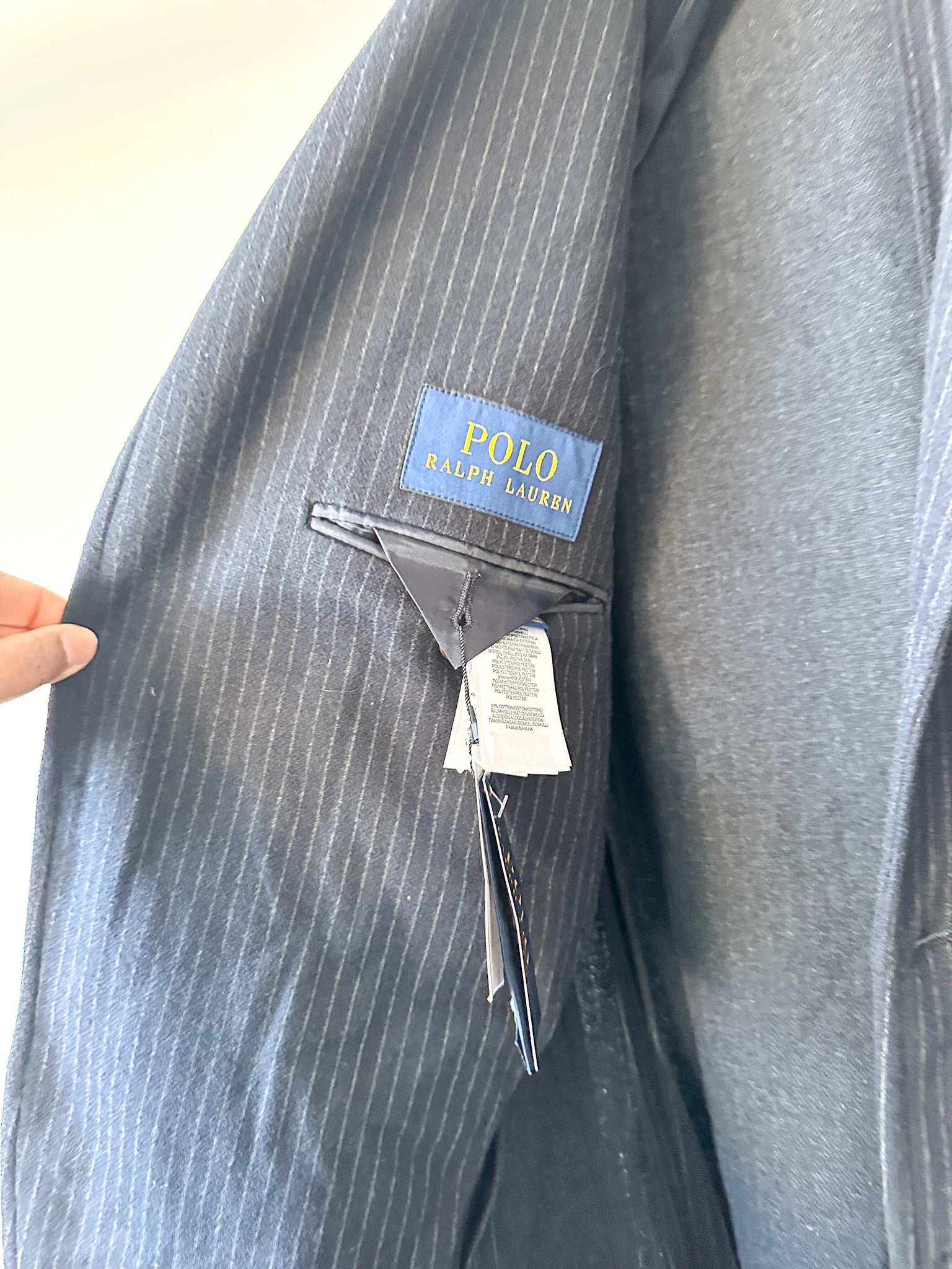 POLO RALPH LAUREN Mens Navy Striped Smart Blazer Jacket