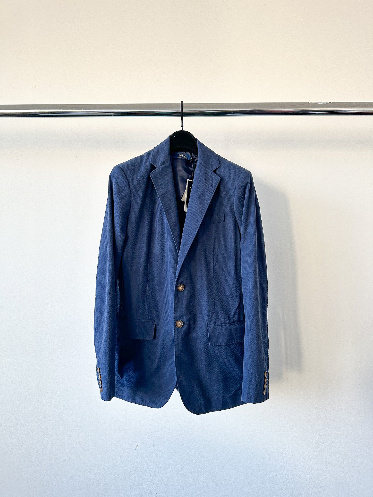 POLO RALPH LAUREN – Blaue Seersucker-Blazerjacke