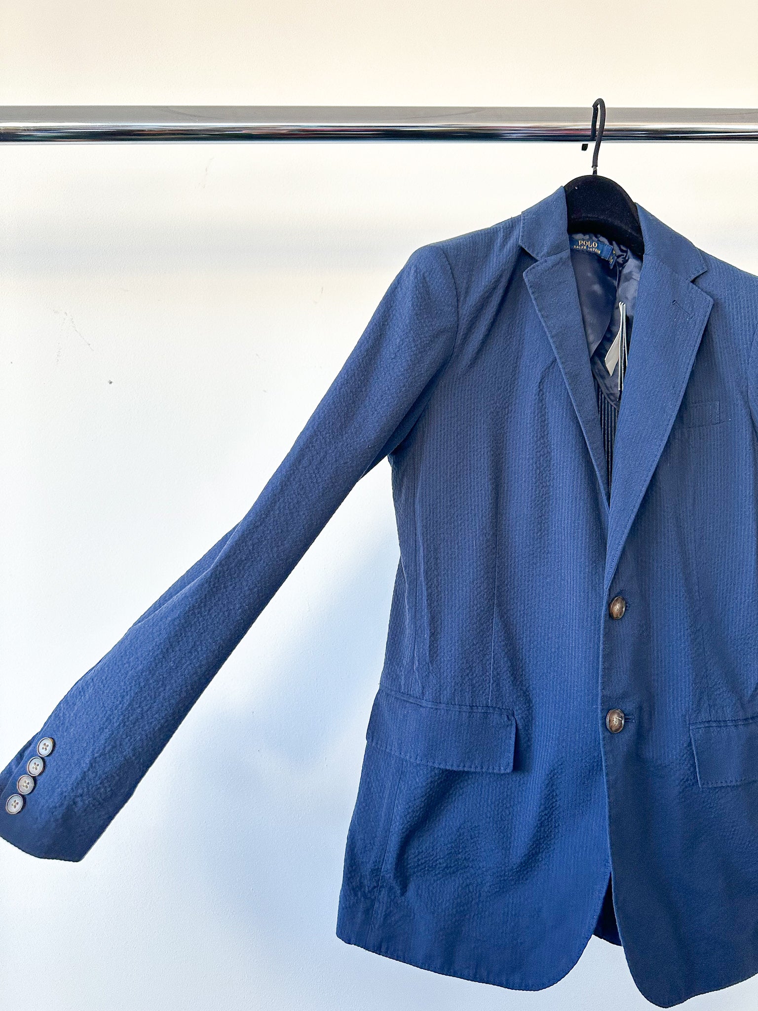 POLO RALPH LAUREN – Blaue Seersucker-Blazerjacke