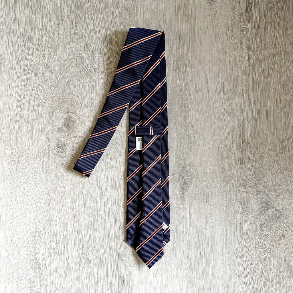 Drake's X Kingsman Eggsy Harry Navy Blue Pink Repp Tie - House Of Huntington