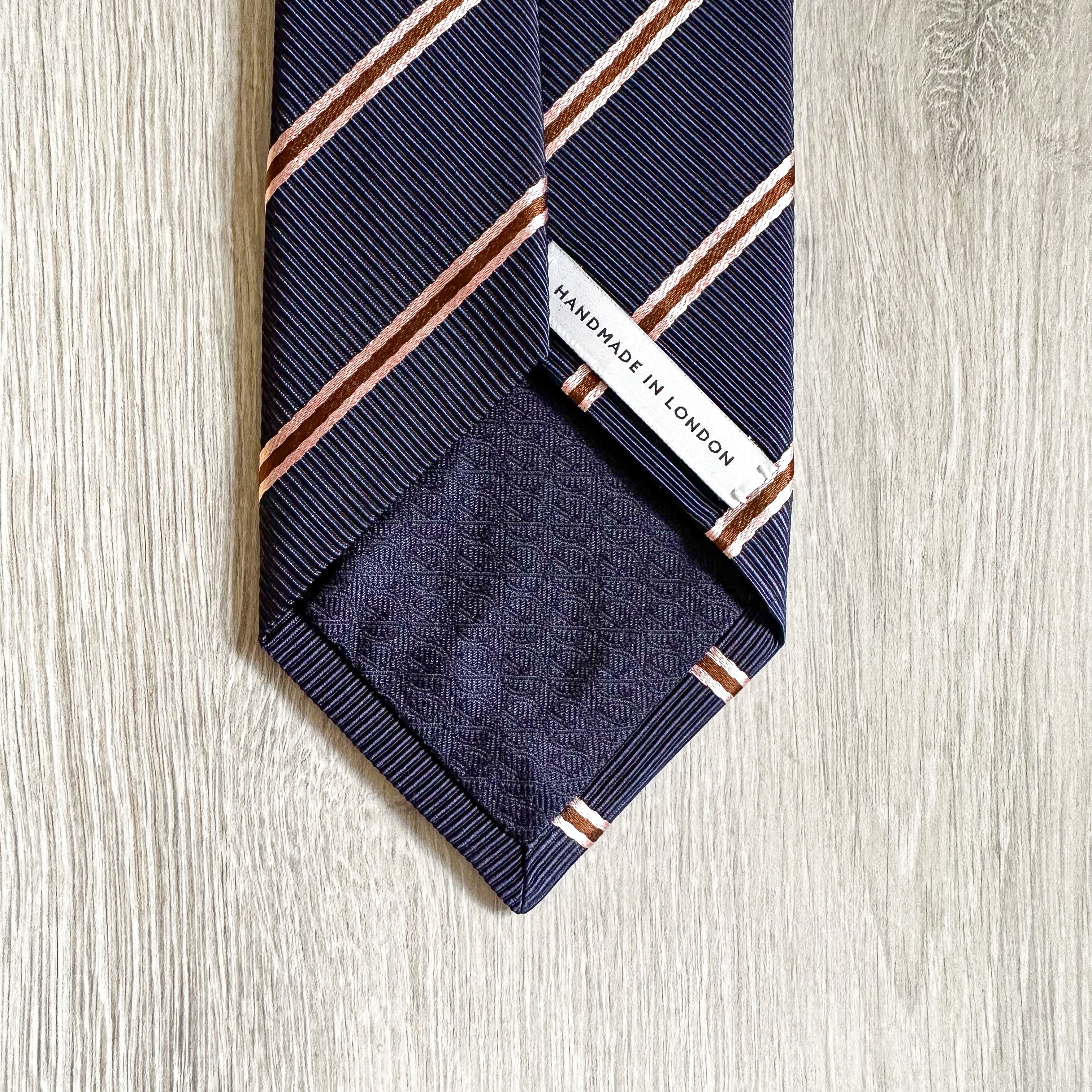 Drake's X Kingsman Eggsy Harry Navy Blue Pink Repp Tie - House Of Huntington