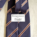 Drake's X Kingsman Eggsy Harry Navy Blue Pink Repp Tie - House Of Huntington