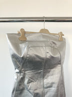 Rick Owens Metallic Coated Denim Bustier Strapless Party Mini Dress