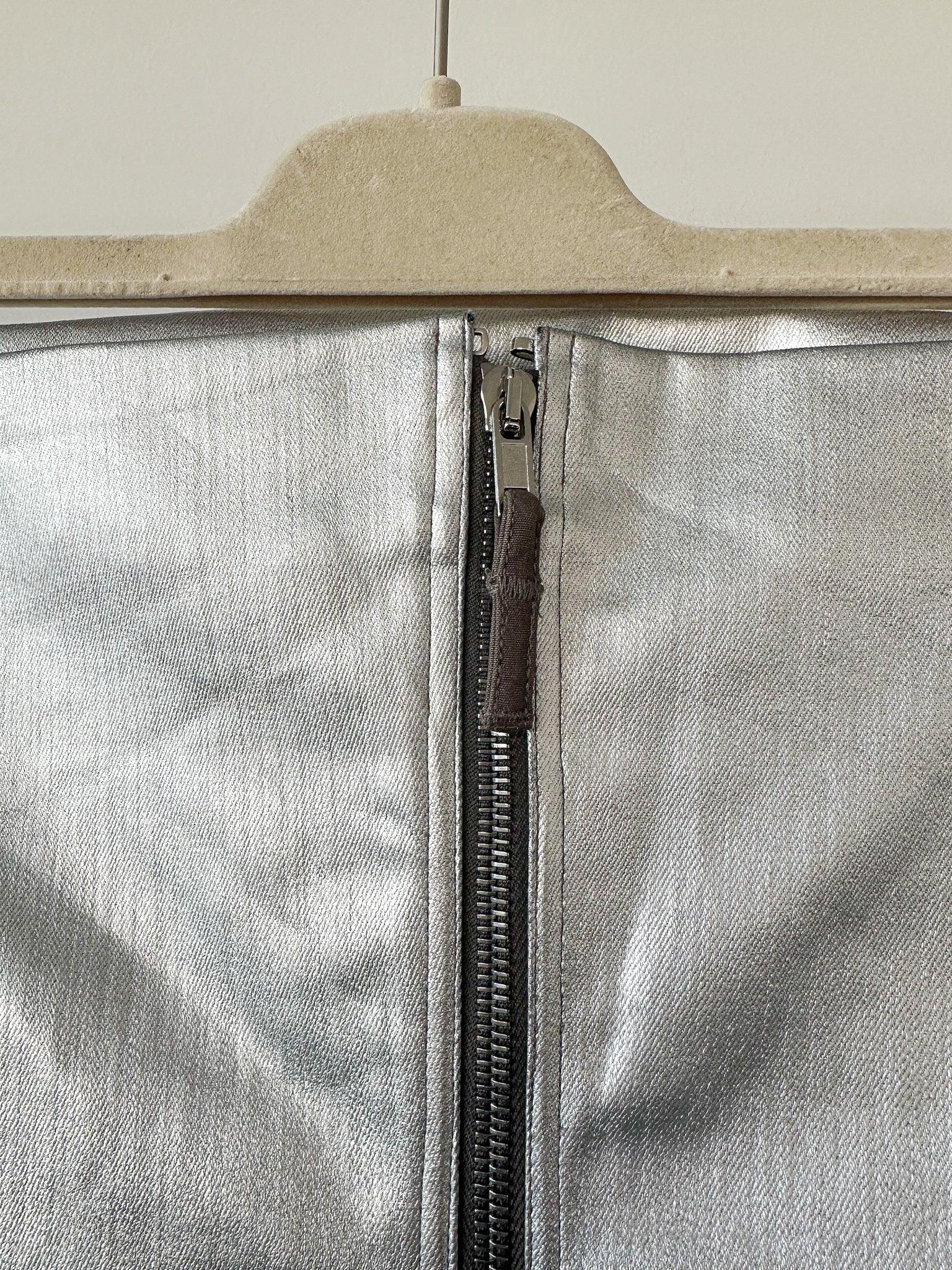 Rick Owens Metallic Coated Denim Bustier Strapless Party Mini Dress