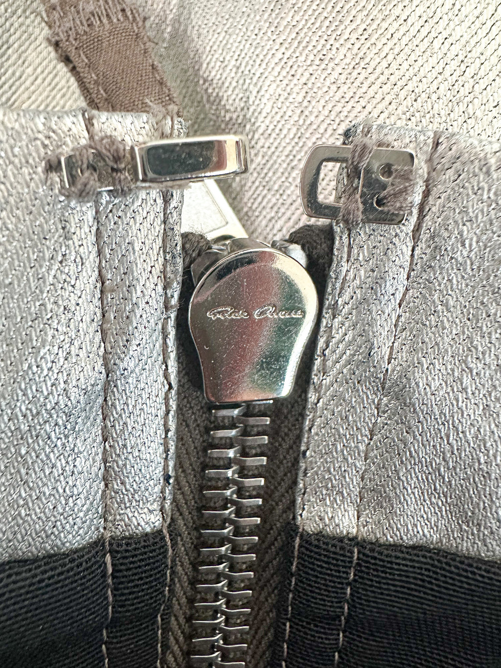 Rick Owens Metallic Coated Denim Bustier Strapless Party Mini Dress