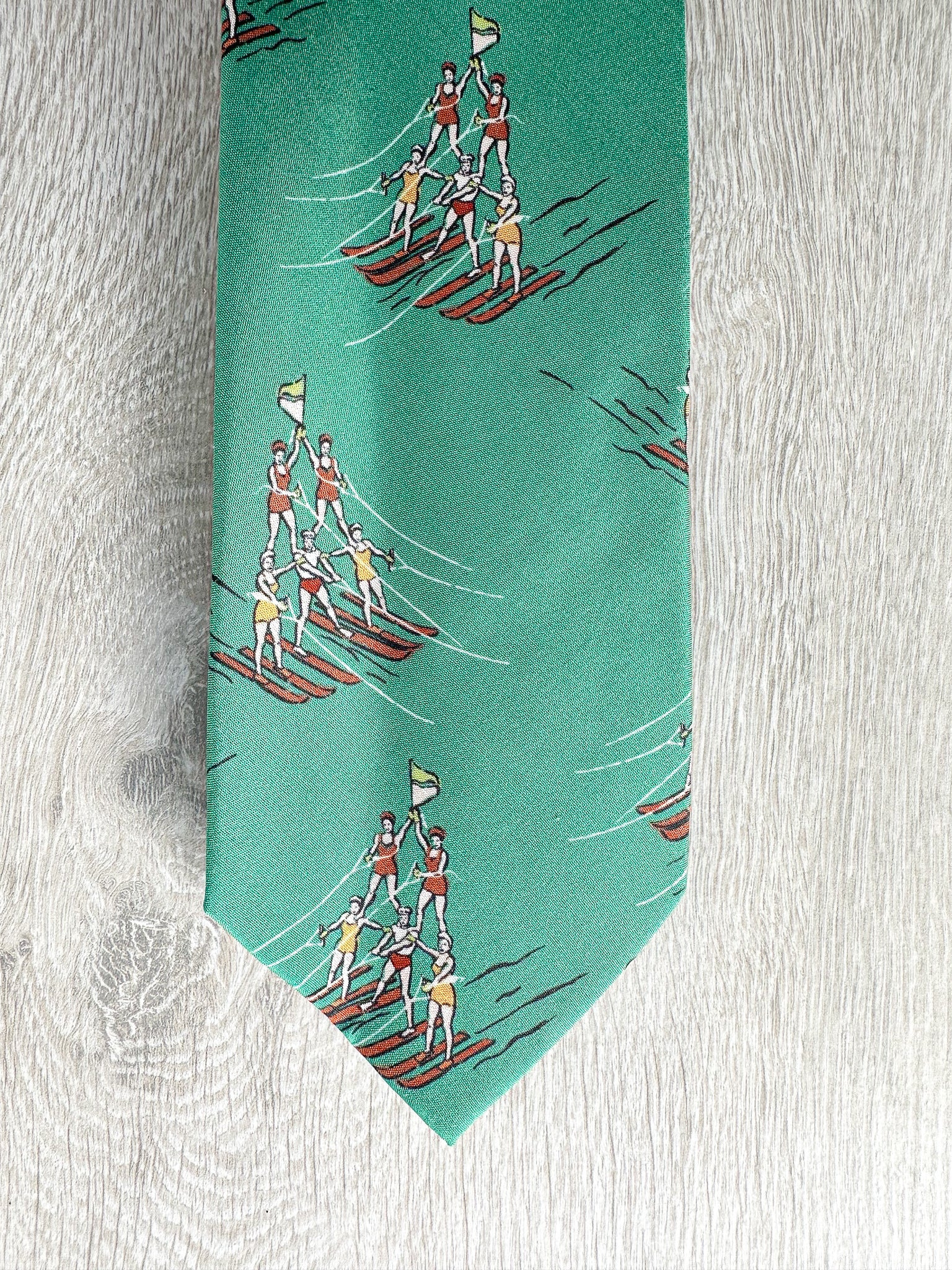 Drake's Green Water Ski Girls Pattern Tie - House Of Huntington