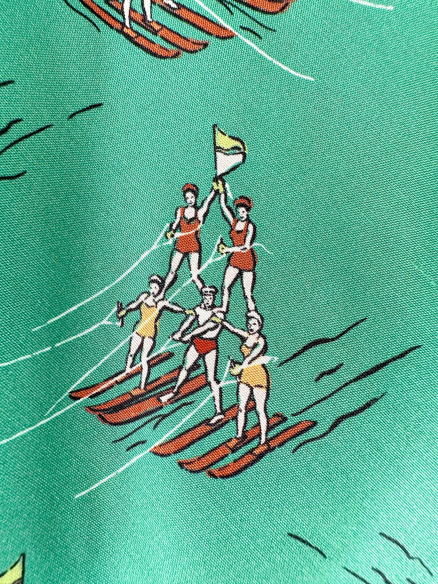 Drake's Green Water Ski Girls Pattern Tie - House Of Huntington