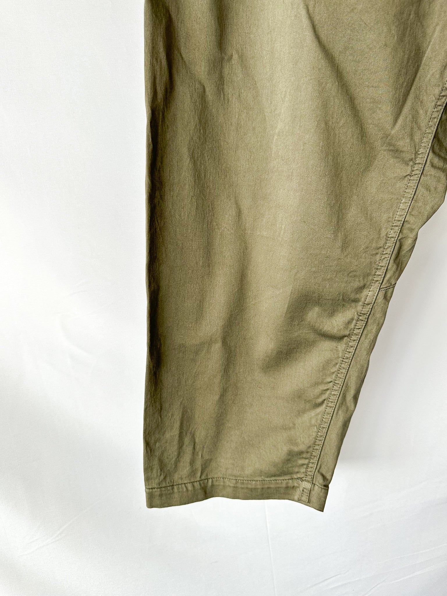 Stone Island Shadow Project Khaki Green Cotton Woold Blend Cropped Trousers