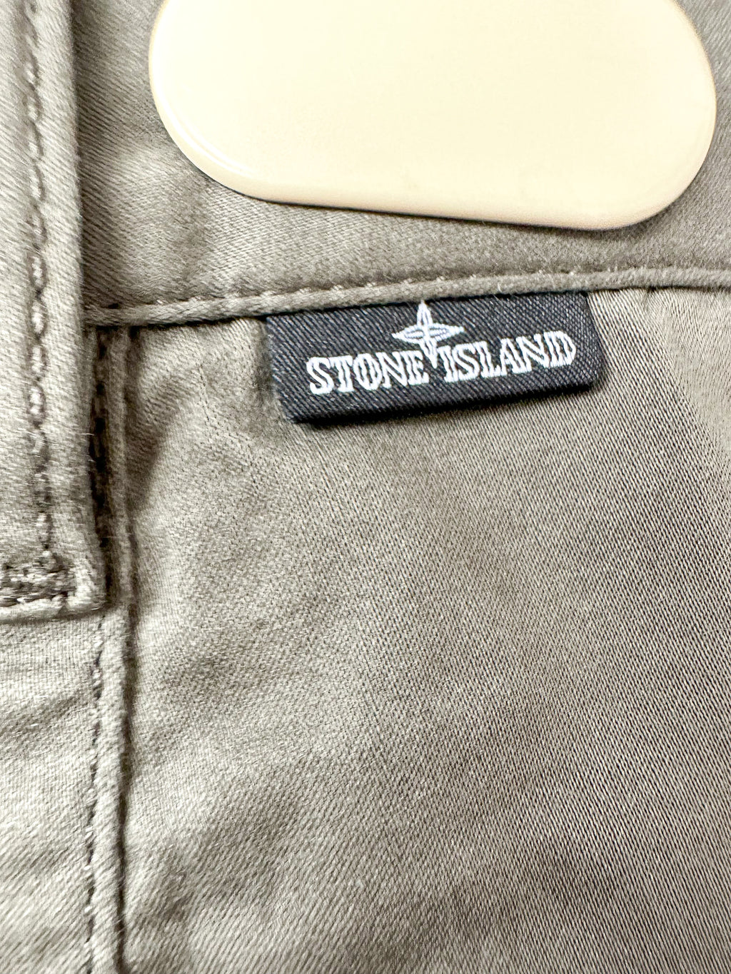 Stone Island Shadow Project Khaki Green Cotton Woold Blend Cropped Trousers