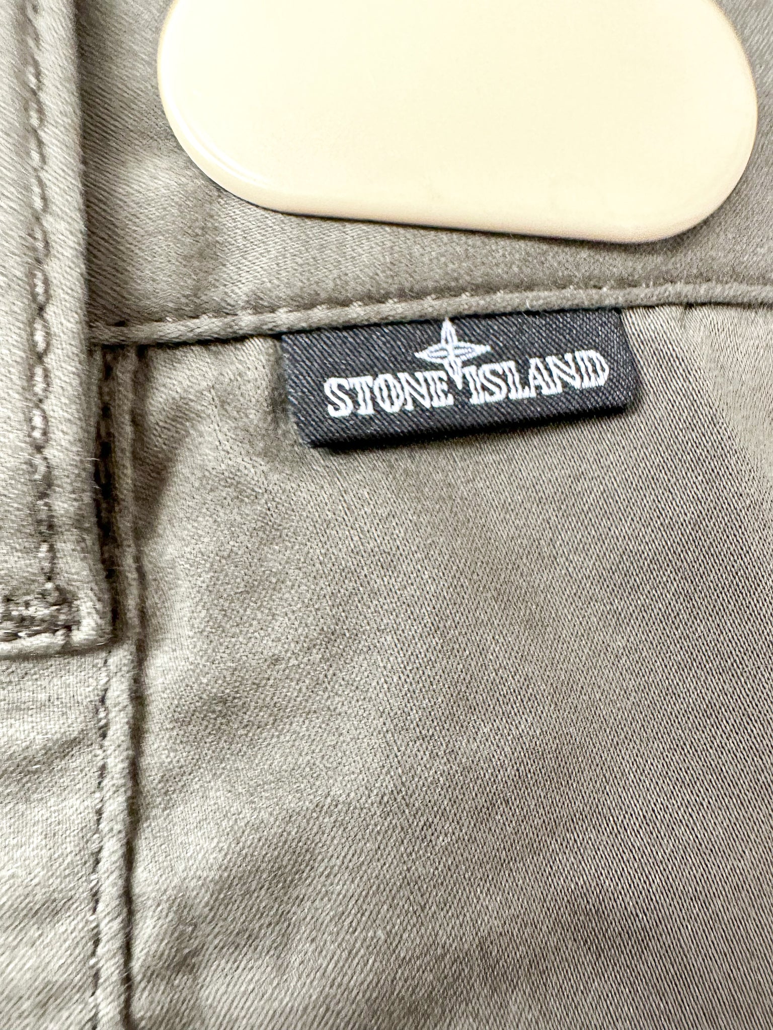 Stone Island Shadow Project Khaki Green Cotton Woold Blend Cropped Trousers