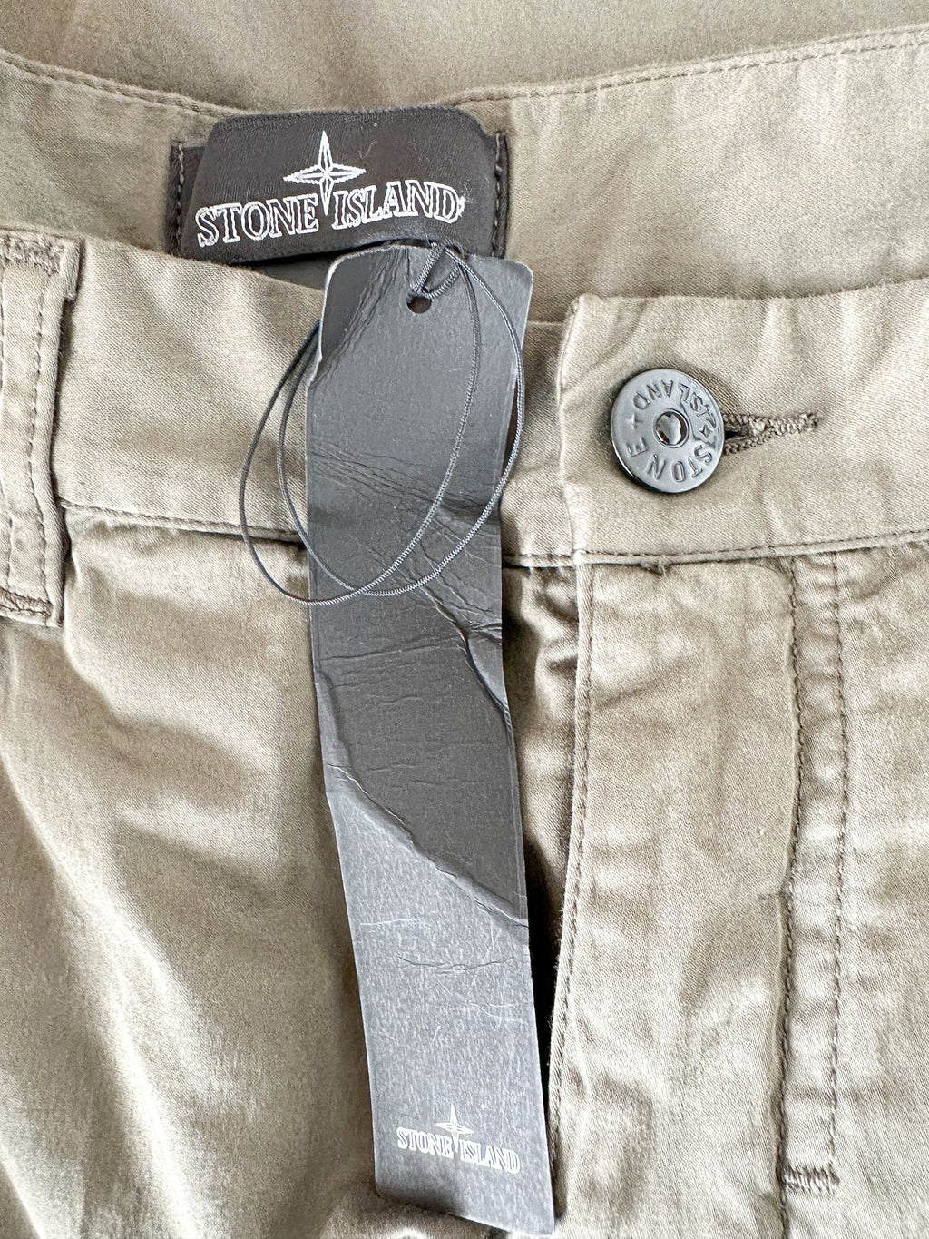 Stone Island Shadow Project Khaki Green Cotton Woold Blend Cropped Trousers