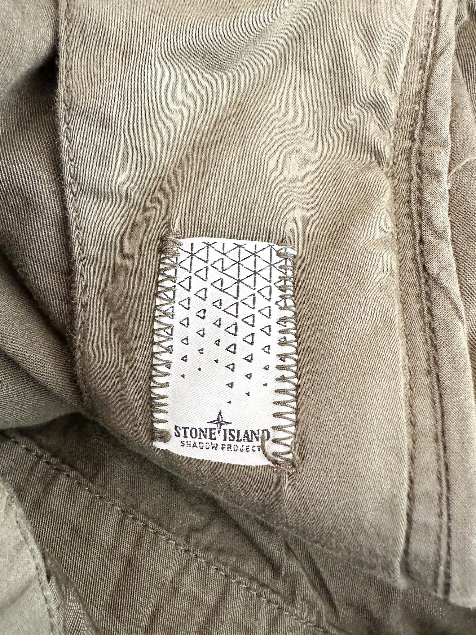 Stone Island Shadow Project Khaki Green Cotton Woold Blend Cropped Trousers