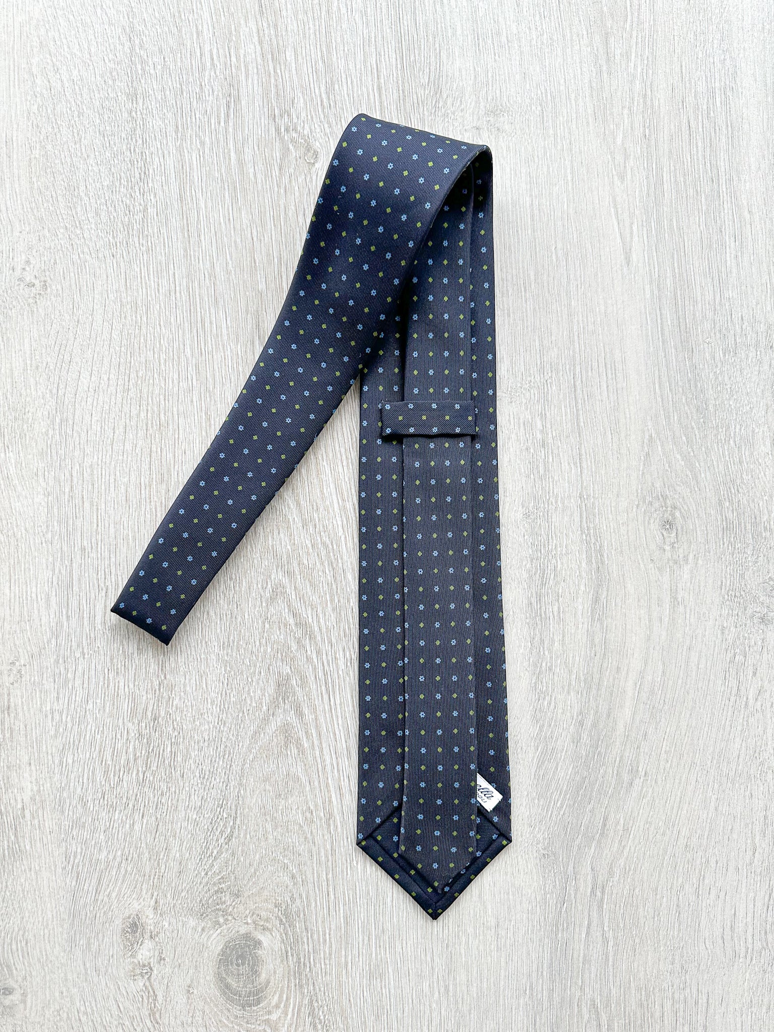 E Marinella Navy Blue Silk Tie Blue Olive Green Floral