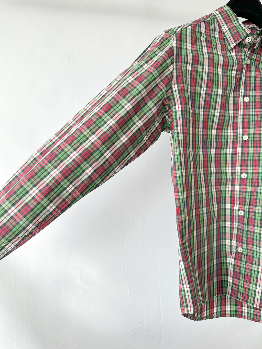 Isabel Marant Jason Embroidered Green Checked Cotton Poplin Shirt