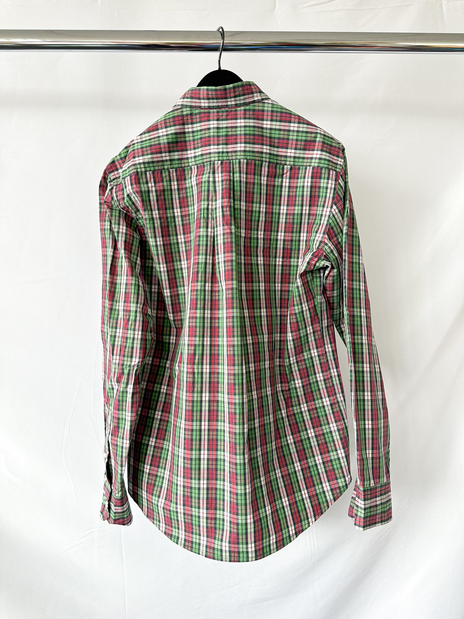 Isabel Marant Jason Embroidered Green Checked Cotton Poplin Shirt