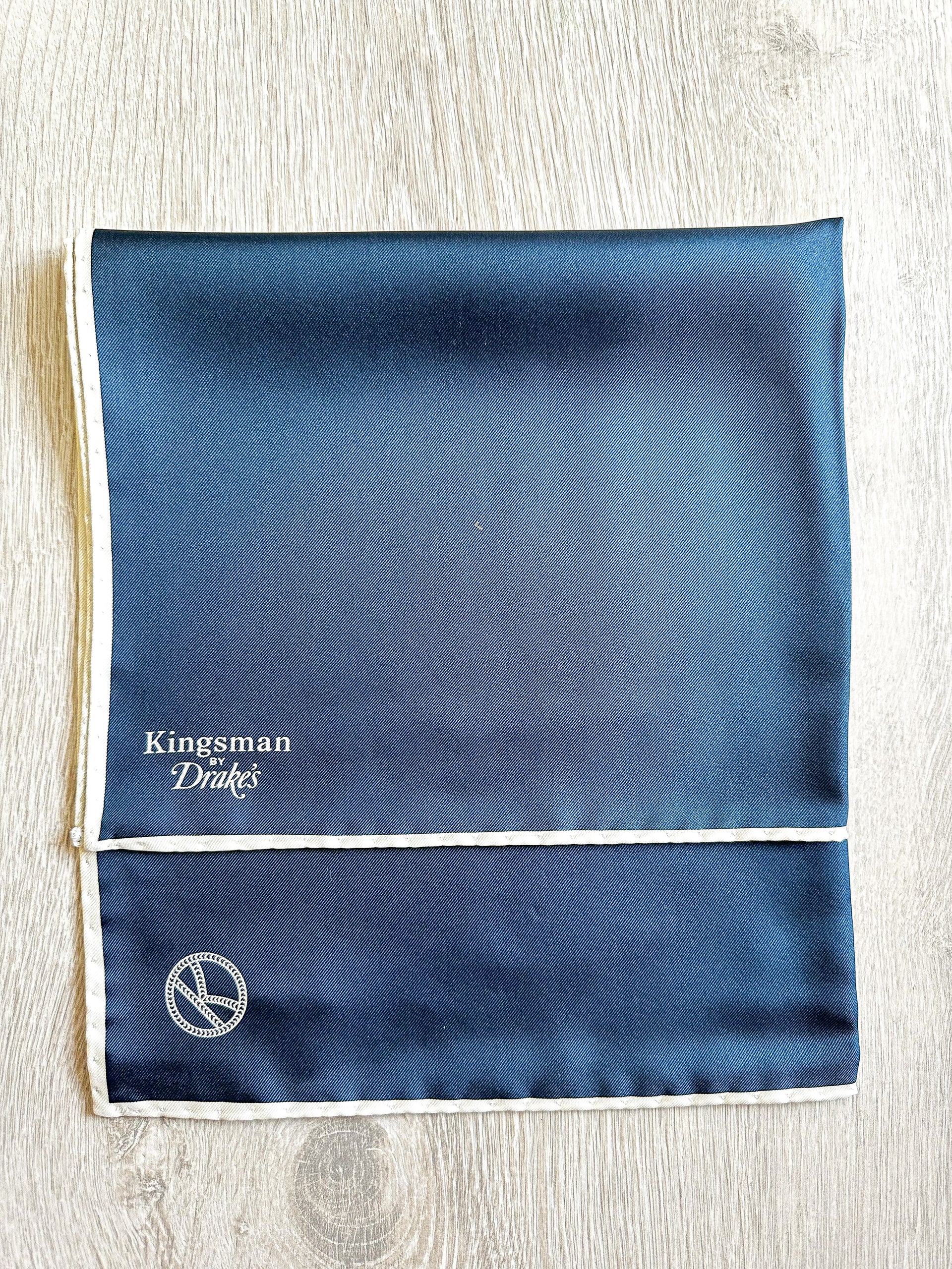 X Kingsman Navy Blue Silk Pocket Square