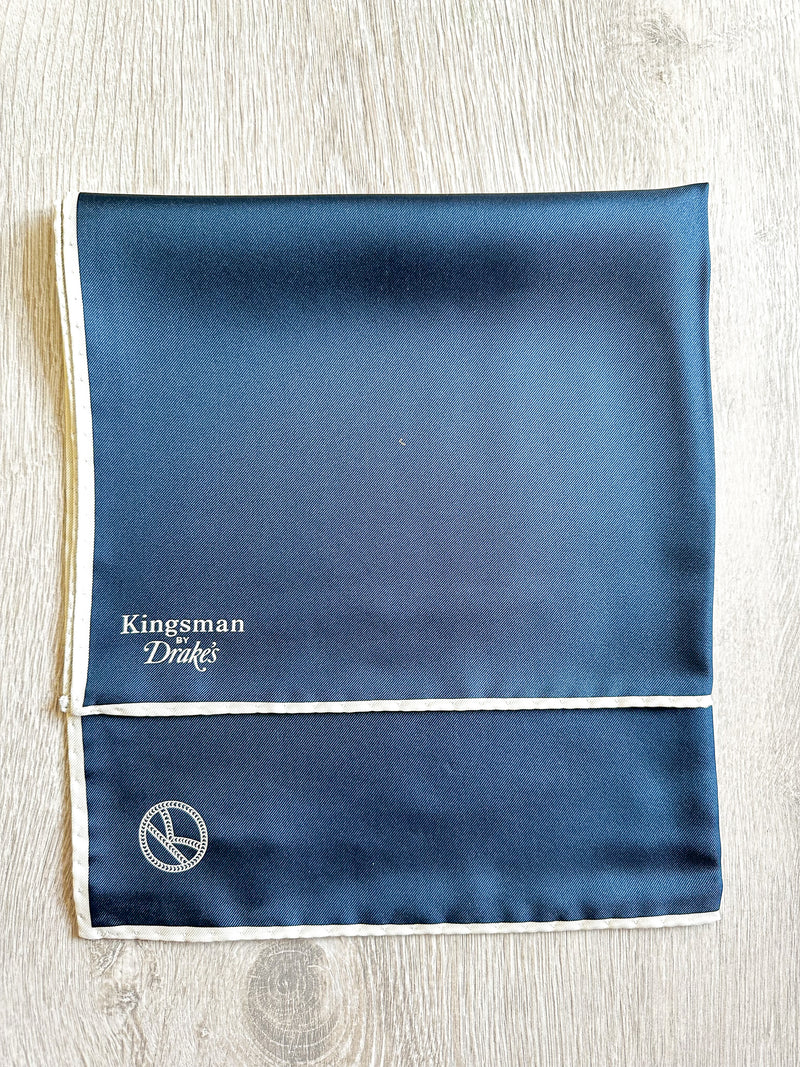 Drake's X Kingsman Navy Blue Silk Pocket Square - House Of Huntington