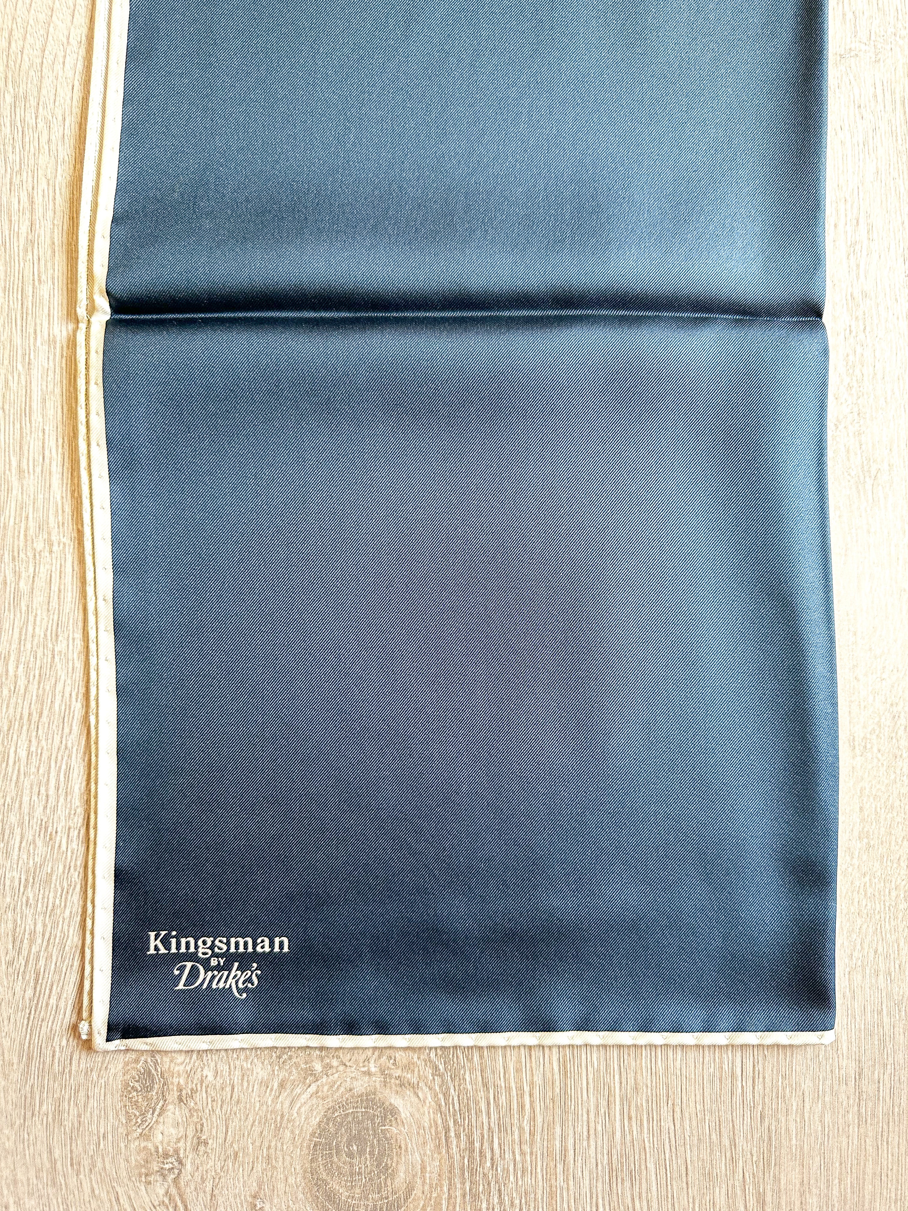 Drake's X Kingsman Navy Blue Silk Pocket Square - House Of Huntington
