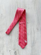 E Marinella Salmon Pink White Checked Tie