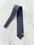 E Marinella Navy Blue Silk Tie Retro Shape Print Design