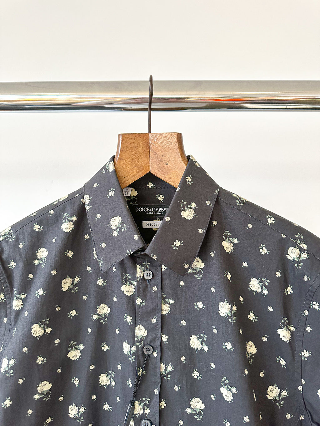 Dolce & Gabbana Black Floral Tailored Sicilia Shirt