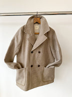 FOLK Mens Zand Oat Beige Dubbele Borstzak Voorste Jas