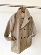 FOLK Mens Zand Oat Beige Dubbele Borstzak Voorste Jas