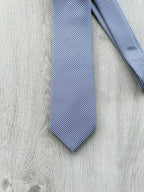 E Marinella Navy Blue White Dogtooth Print Silk Tie