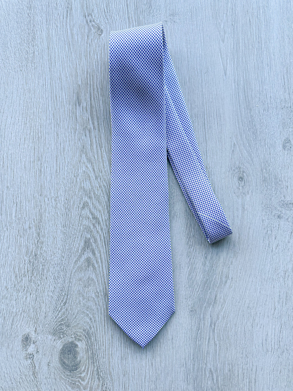 E Marinella Cravate en soie à petits pois blanc et bleu