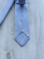 E Marinella Cravate en soie à petits pois blanc et bleu