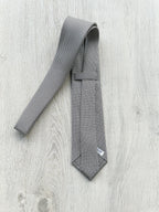 E Marinella Black & White Tiny Dot Floral Print Silk Tie