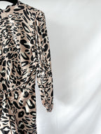 Alexandre Vauthier – Rosa Minikleid aus Seide mit Leopardenmuster und drapierter Rüschenfront