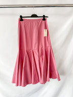 Emilia Wickstead Pink Rhianne A-Line Pleat Hem Skirt