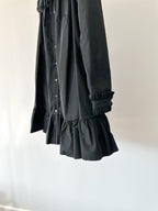 The Vampire's Wife The Splitter Black Taffeta Pleat Detail Ruffle Trim Dress - House Of Huntington