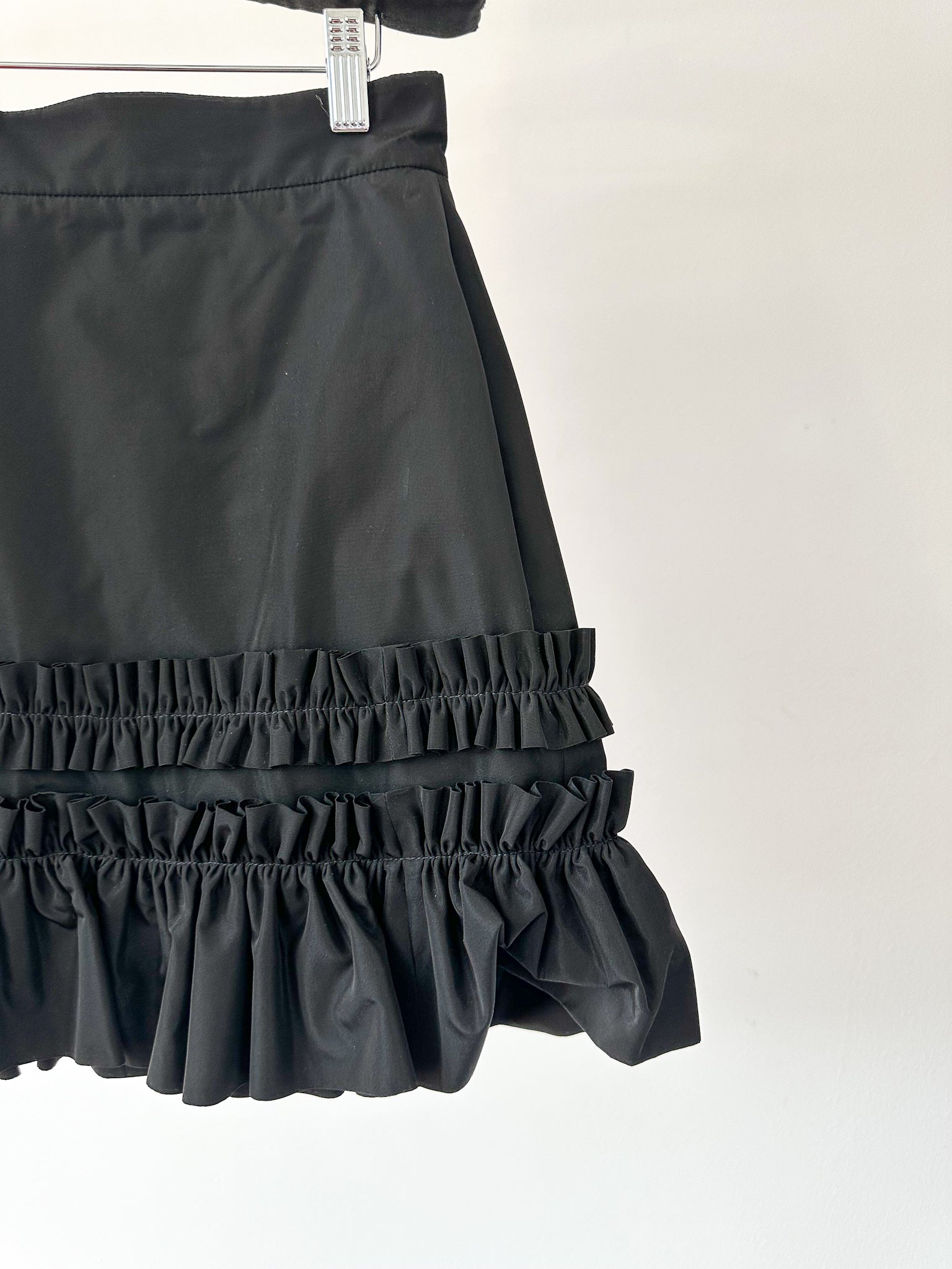 The Vampire's Wife Tribulation Black Taffeta Ruffle Trim Skirt - House Of Huntington