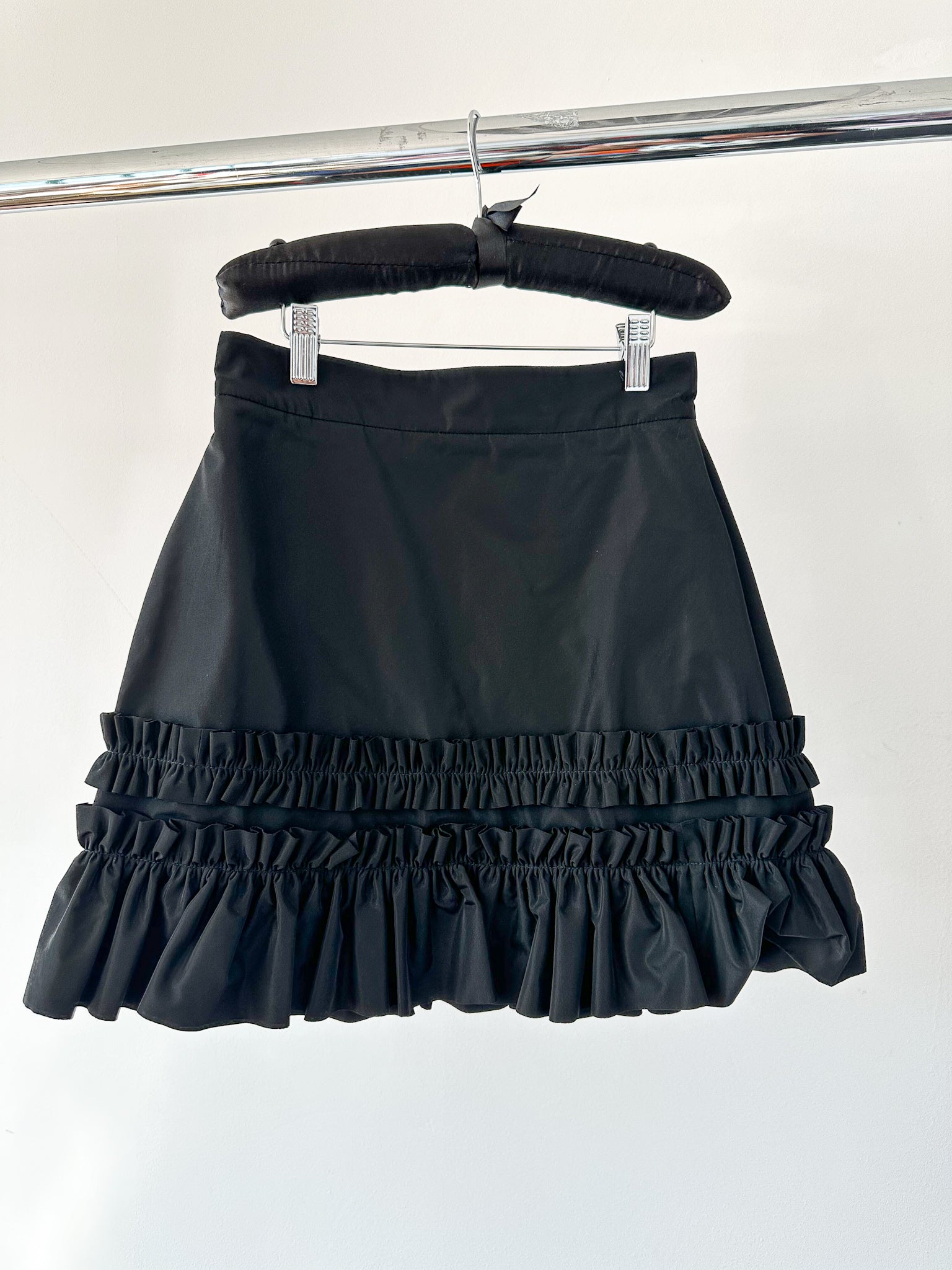 The Vampire's Wife Tribulation Black Taffeta Ruffle Trim Skirt - House Of Huntington