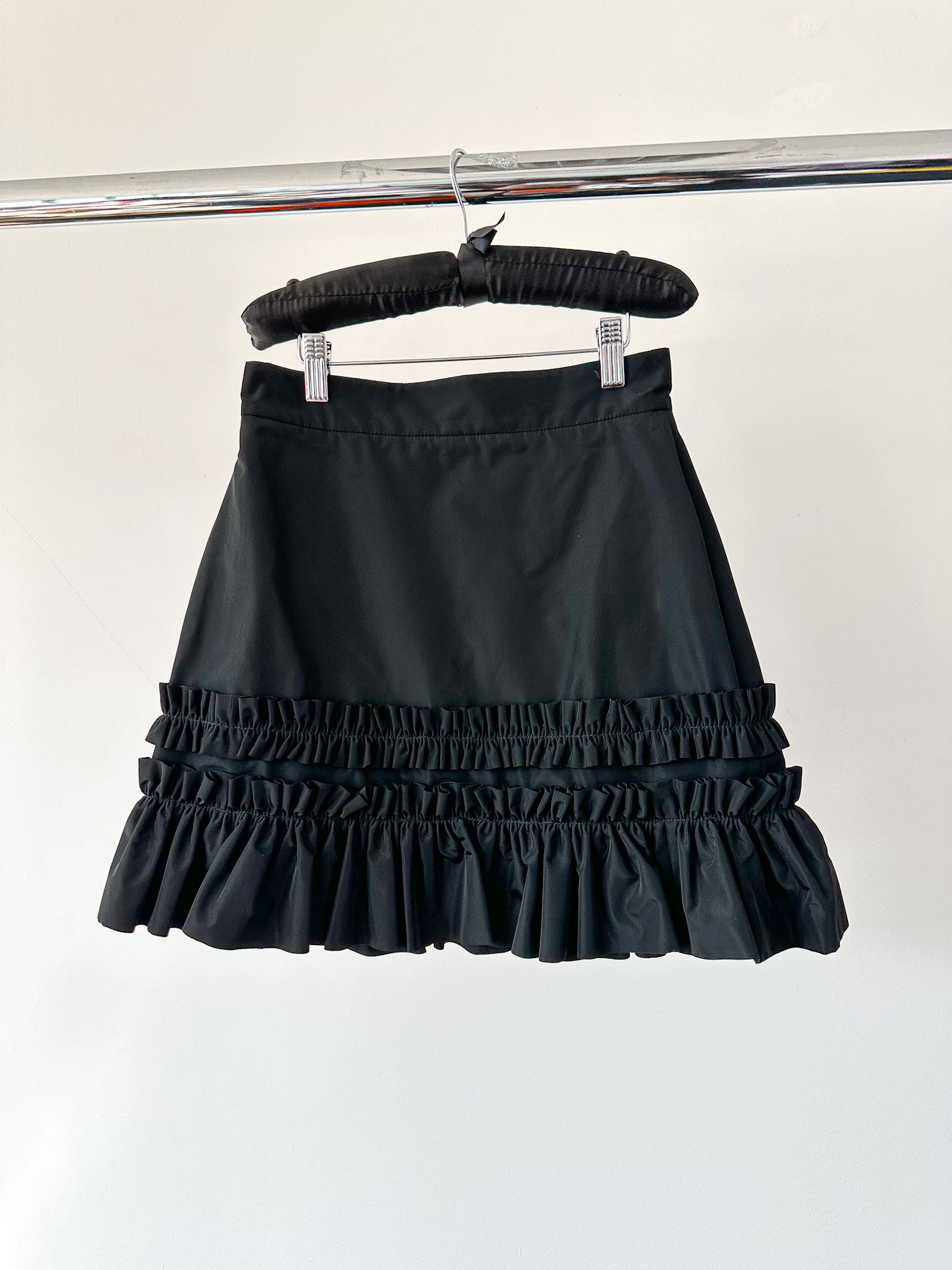 The Vampire's Wife Tribulation Black Taffeta Ruffle Trim Skirt - House Of Huntington