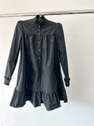 The Vampire's Wife The Splitter Black Taffeta Pleat Detail Ruffle Trim Dress - House Of Huntington